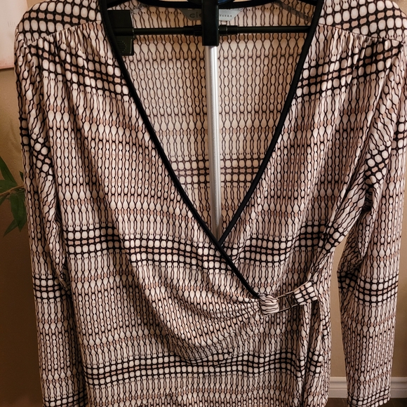 Cleo Petites Black and Beige Patterned Top - Picture 1 of 6